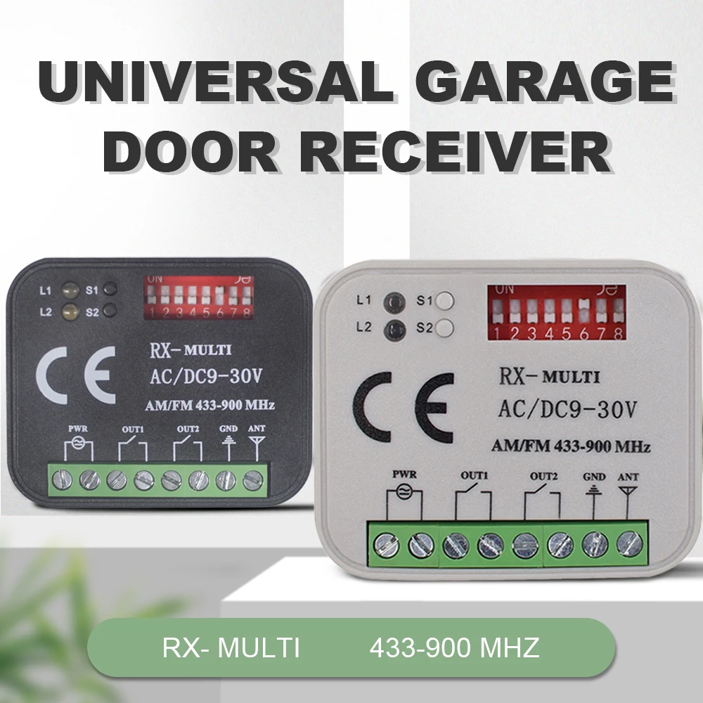 Universal 300-900MHz RX-Multi Frequency Garage Door Remote Control Receiver Controller Switch Module For 433 868 MHz Transmitter