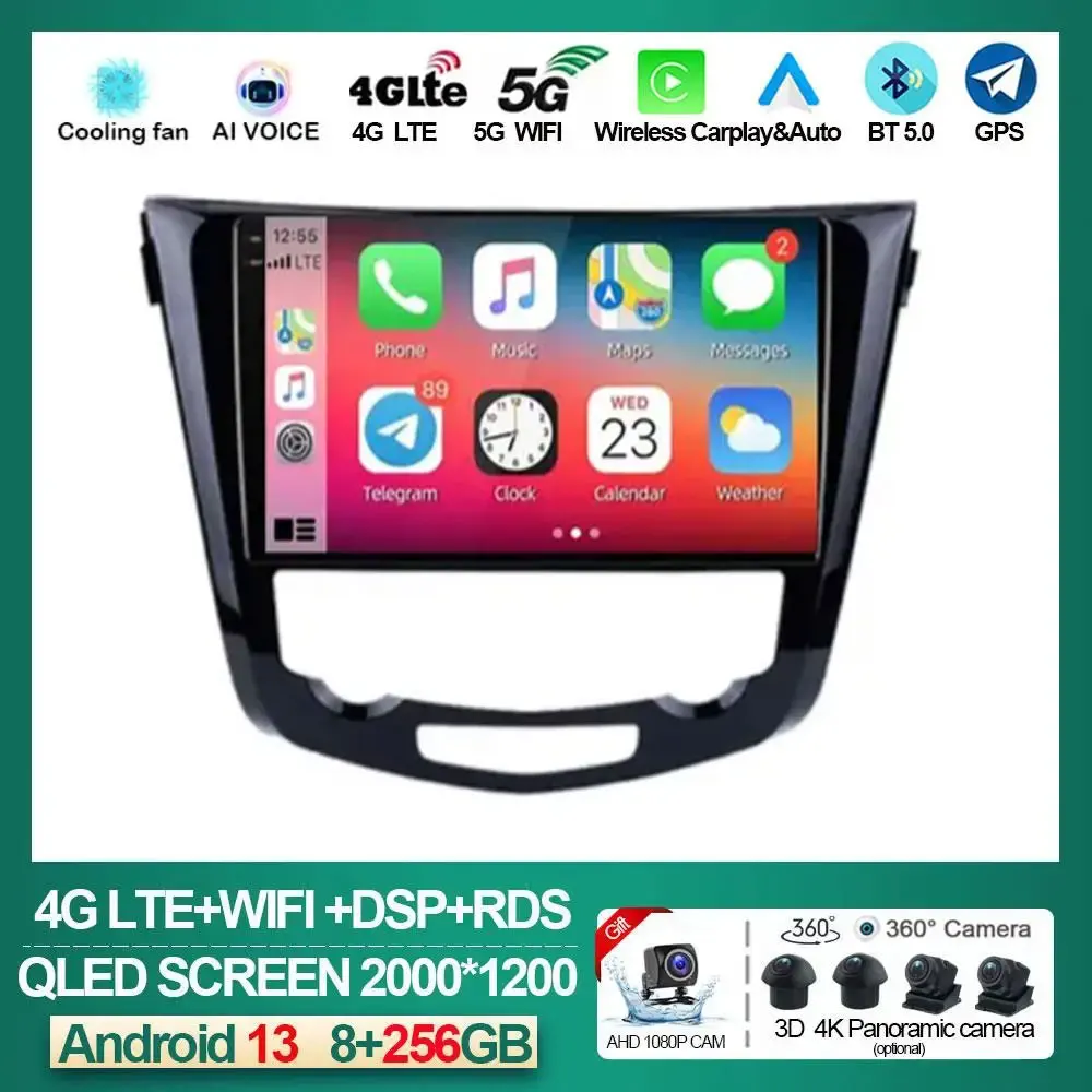 

Android 13 Car Radio Multimedia For Nissan X-TRAIL X Trail T32 Qashqai 2 J11 2013 - 2017 Autoradio 2 Din Carplay gps NO dvd