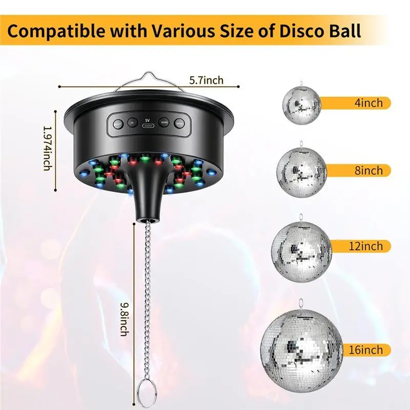 BMBY-Motore a sfera da discoteca con telecomando e 30 luci LED RGB luminose: perfetto per feste DJ, fasce domestiche, campeggio Natale Weddi