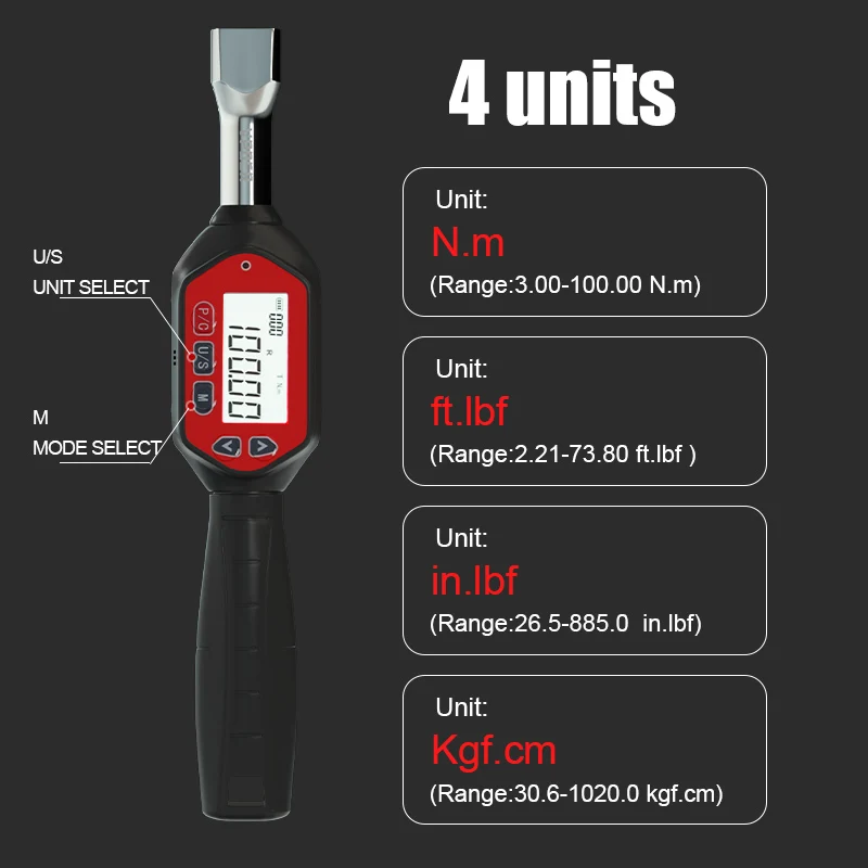 Digital Torque Wrench 3-100 Nm High Precision Preset Adjustable Auto Repair Wrench Electronic Jaw Opening Torque Buzzer Tolls