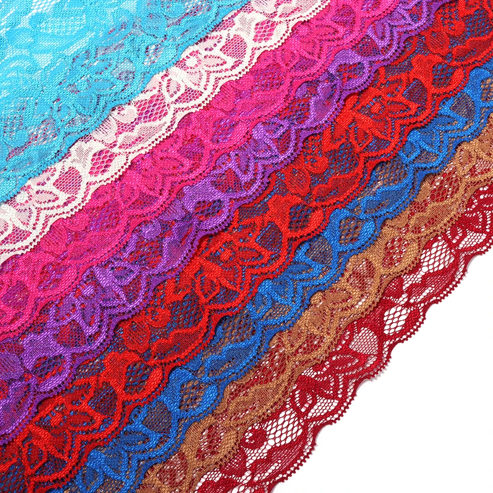 2 Yards 8cm Buntes Elastisches Blumenspitzenband DIY Bekleidung Nähen Handgemachtes Kunsthandwerk Spitzenband Kopfbedeckung Hochzeit Party Dekoration – Detail 5