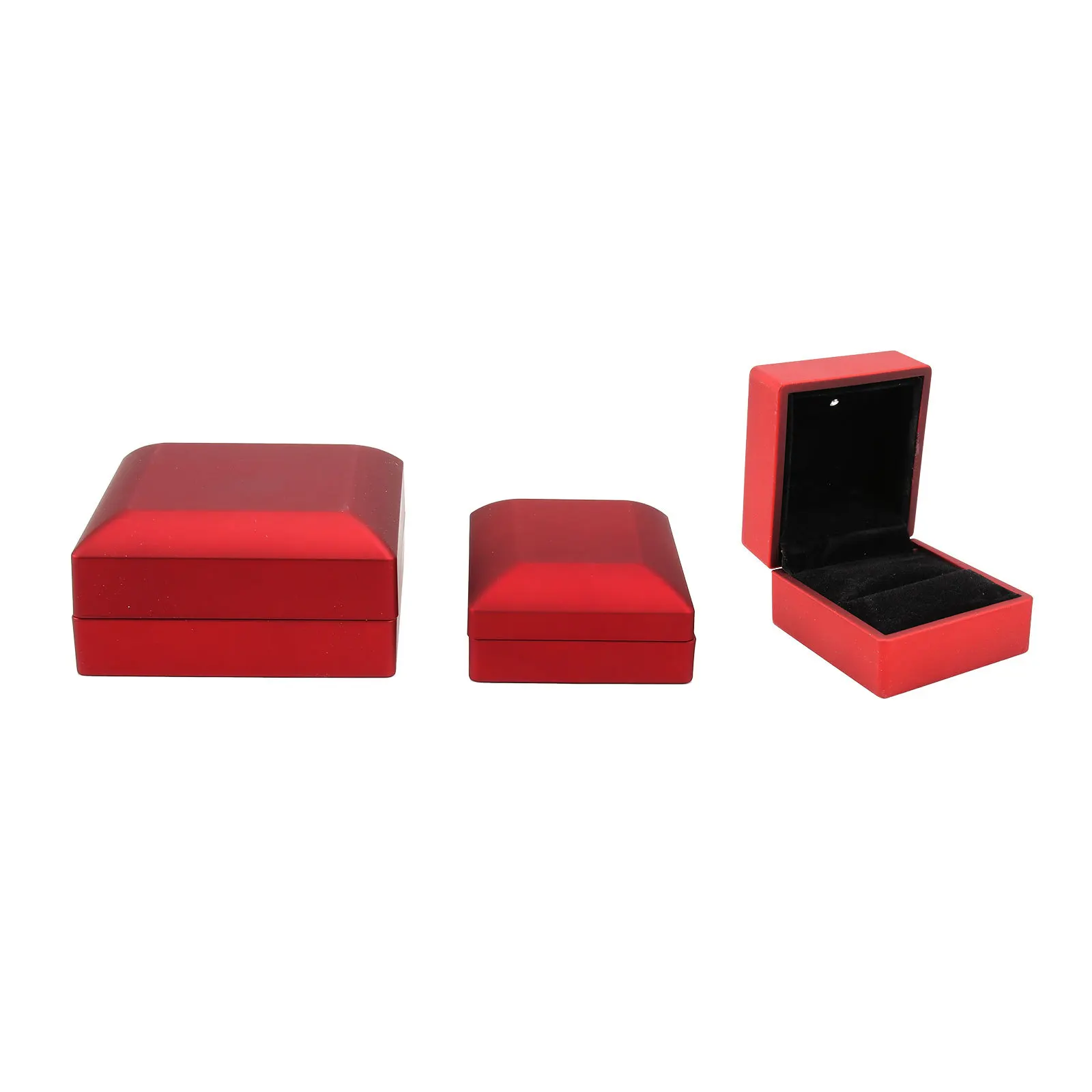 3Pcs LED Lighted Jewelry Box Ring Pendant Box Elegant Display Case Scratch Resistant Gift Bracelet Storage Case