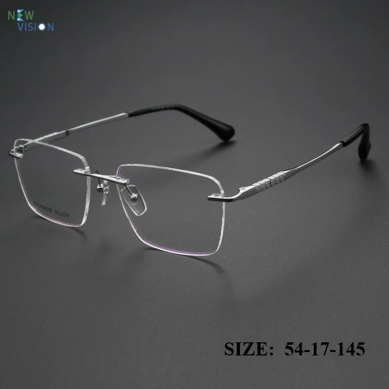 

Новая оправа для очков из чистого титана, мужская, деловая, модная, безрамочная, ультралегкая, для оптических линз, для коррекции близорукости, для чтения, с защитой от синего света