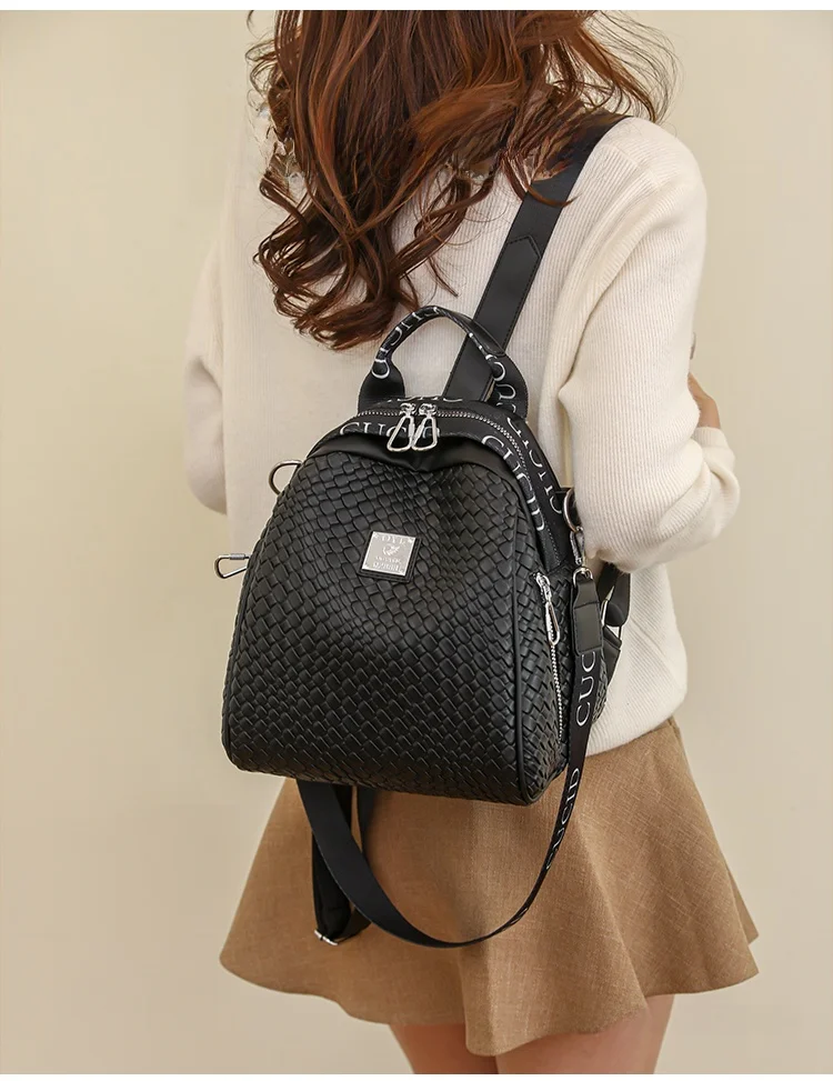 

Luxury Weaving Women's Bapa Large Capaci Student Bookbag Hong Kong Brand Faionable Versatile Dual-oulder Bag 2023 N...