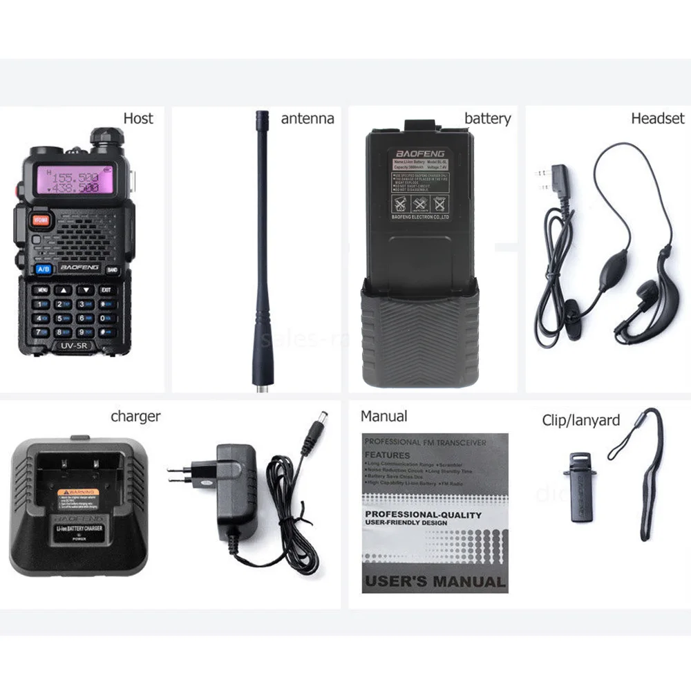 Baofeng UV-5R 8W Amateur Radio 1800mAh or 3800mAh Battery Dual Band 136-174&400-520MHz DTMF Portable Walkie Talkies