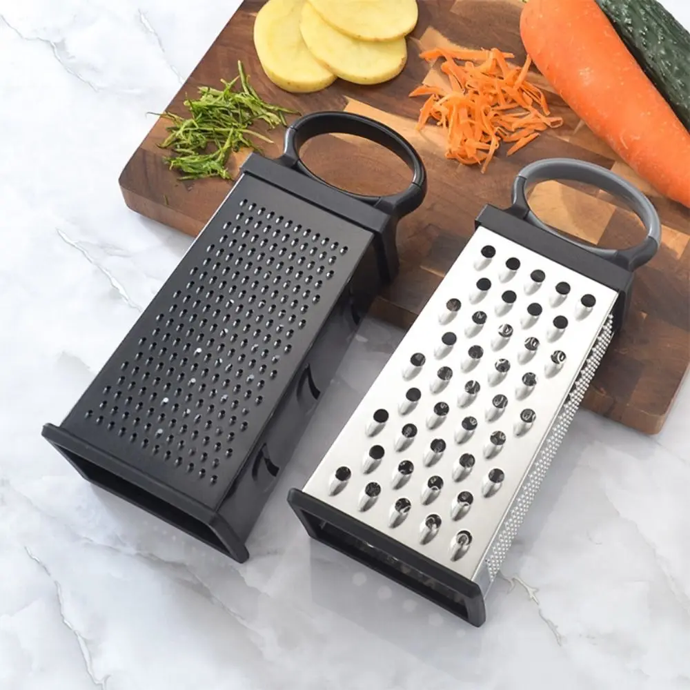 Manual 4 Sides Vegetable Grater Stainless Steel Non-slip Bottom Cheese Grater Upright Oval Handle Vegetable Slicer Potato