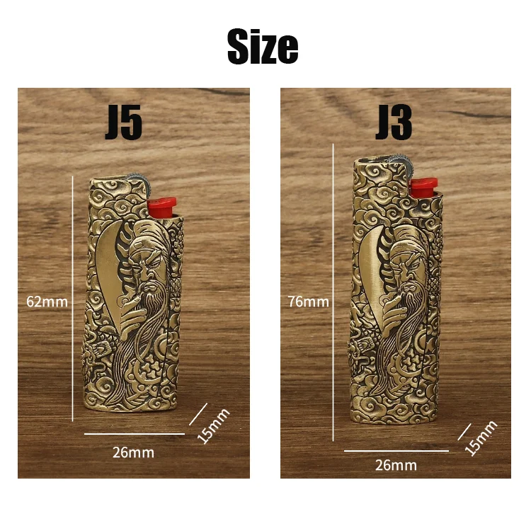 New 1PC Pure Brass Lighter Case Cover fits BIC J3/J5 Collecting Lighter Shell Sleeve Cover