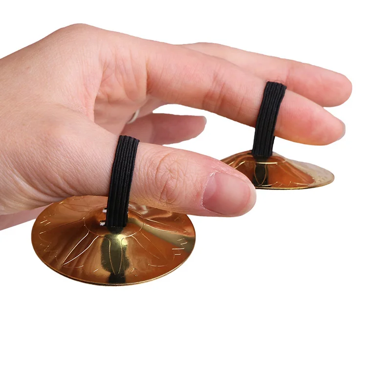 2pcs Copper Finger Cymbals Small Finger Cymbals Belly Dancing Mini Cymbals Musical Instrument Saucers Dance Accessories