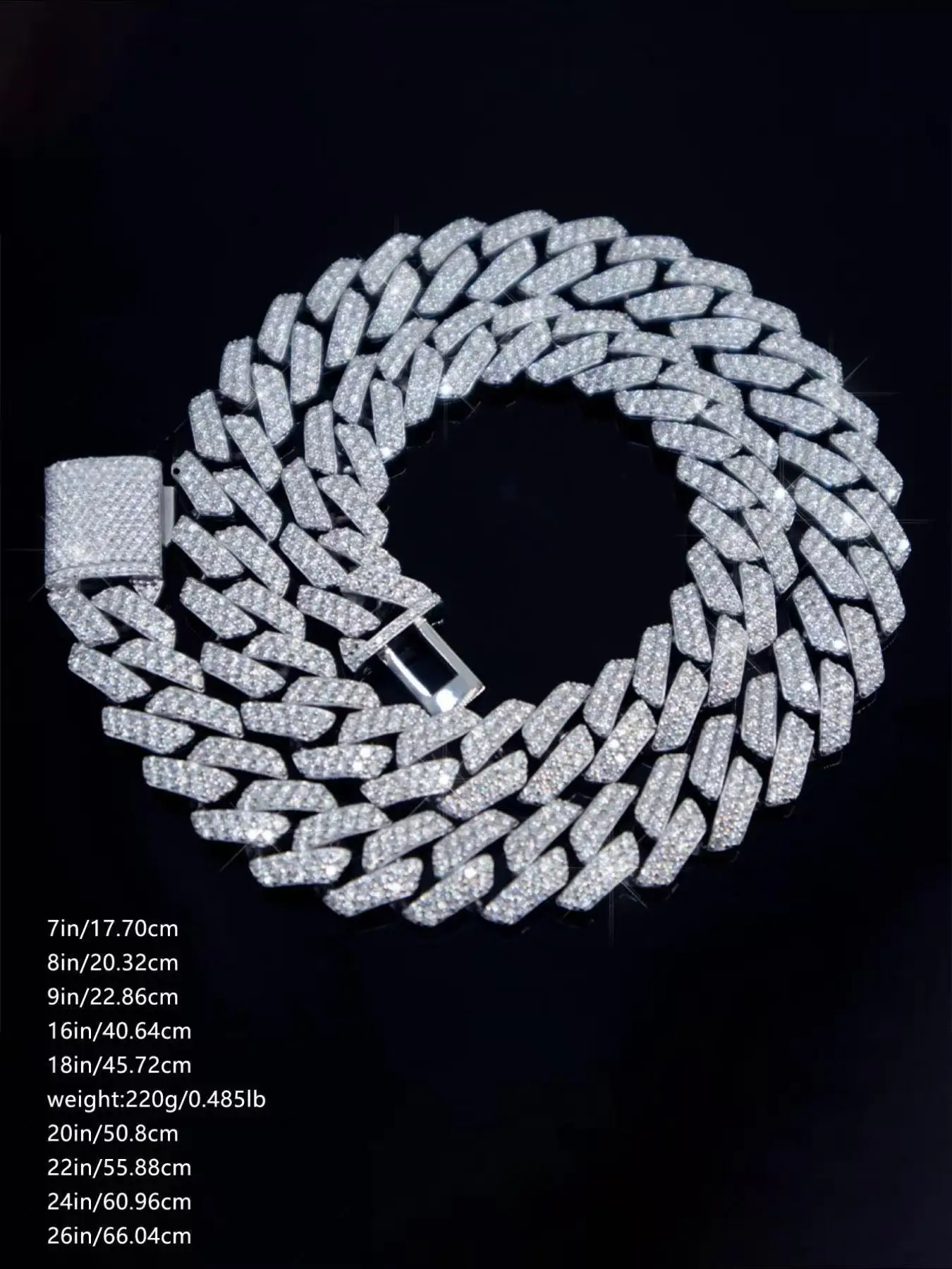 Hot Selling Hiphop Charming Hip-Hop Style Ice Diamond 2Row 14mm Iced-Out Stunning Hip-Hop Style Iced-Out Miami Plain Cuban Chain