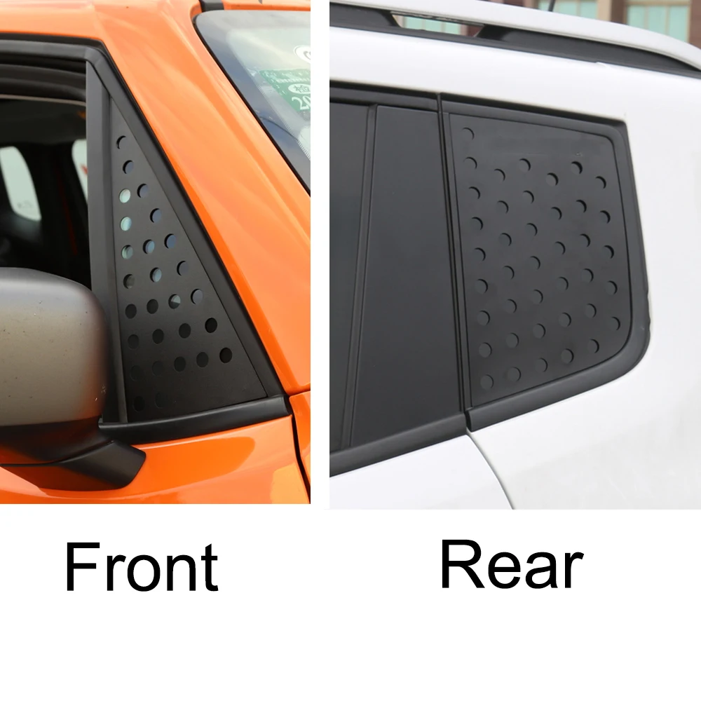 Car Front Rear Triangle Window Glass Plate Decoration Cover Trim Stickers for Jeep Renegade 2016-2023 Exterior Accessories Black