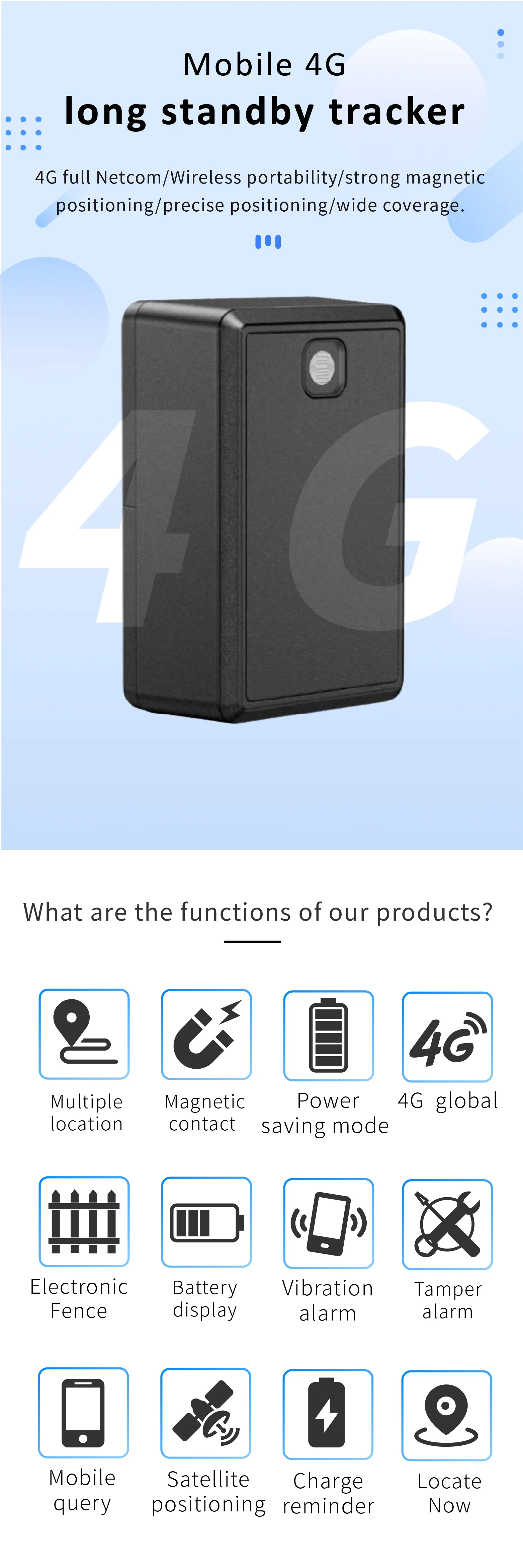 Portable Mini GPS Tracker with 1-Year Real-Time Location Waterproof Magnetic Housing Android App GSM LBS 4G PC Lifetime 4G PC