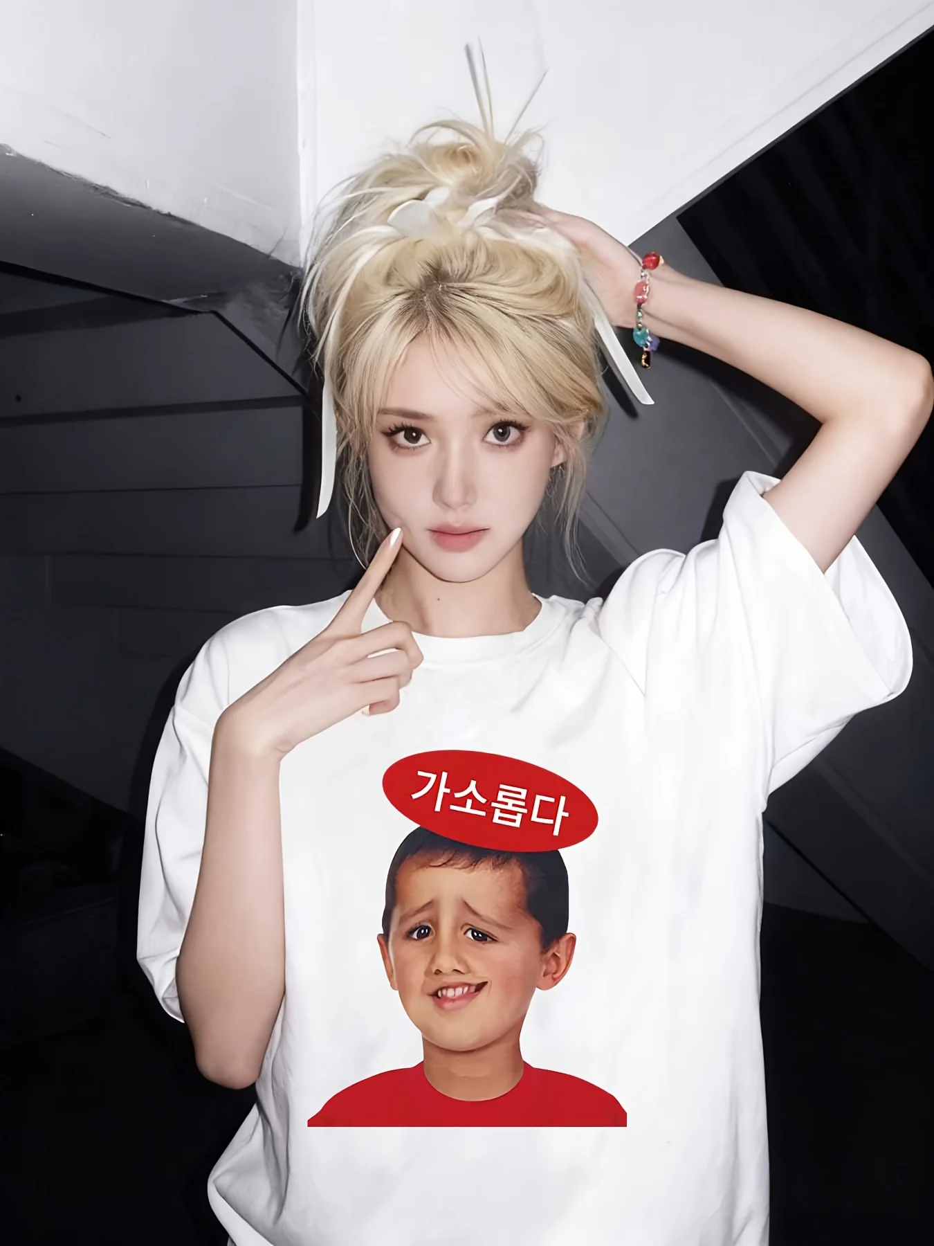 2026 Summer Women's Short sleeved T-shirt with Funny Character Avatar and Korean 