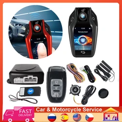 Fashion Auto Car Smart Key Remote Start Stop Engine with LCD Key Cardot Keyless Entry Alarm Central Lock with BT APP Control