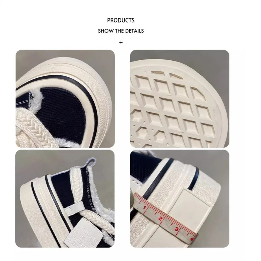 Vintage Frayed Edge Canvas Plimsolls For Women Braided Shoelaces Chunky Trainers Platform Gym Shoes Retro Casual Board Sneakers