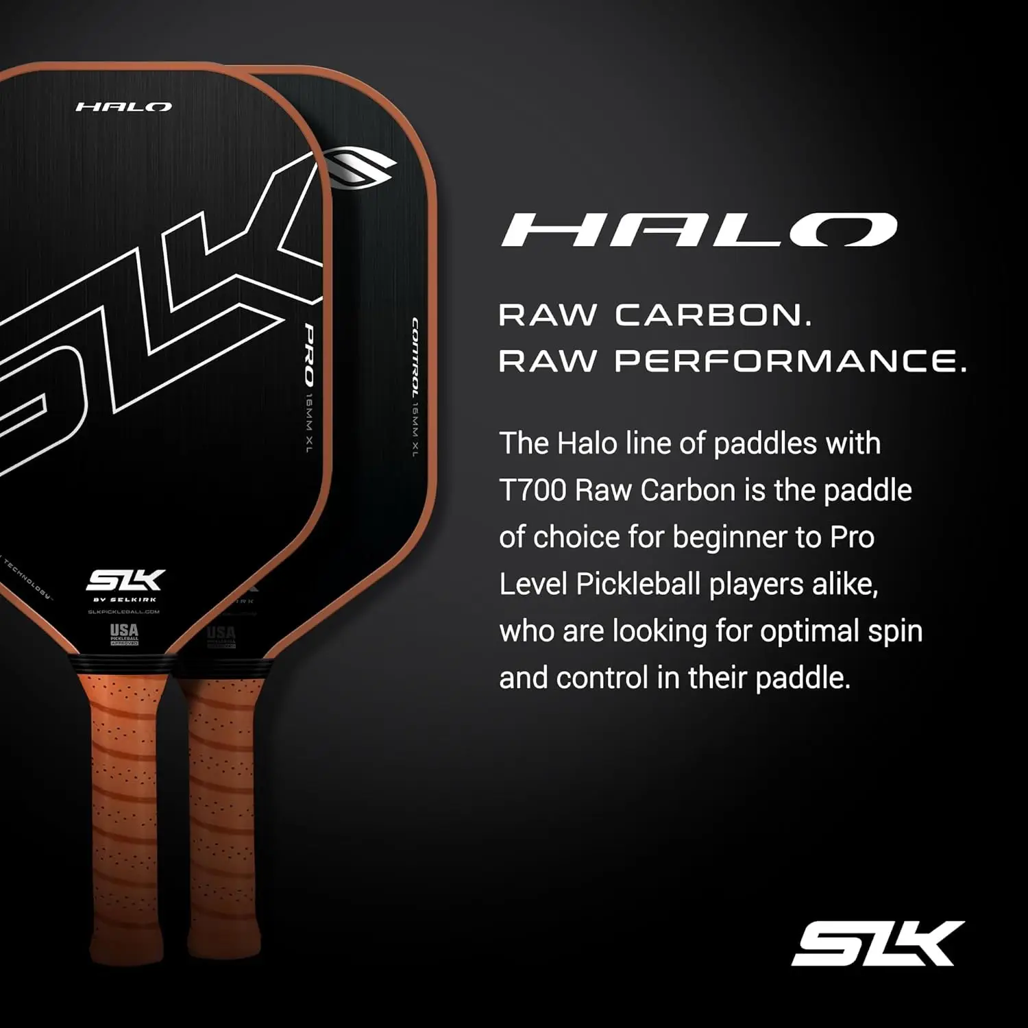 Halo Control, Power & Halo Pro Pickleball Paddles | Halo Carbon Fiber Pickleball Paddle with a Rev-Core Power Polymer Core | Des