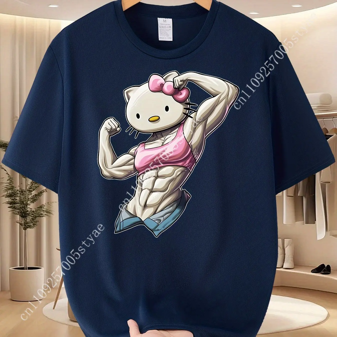 Мужская футболка с круглым вырезом и принтом Hello Kitty 