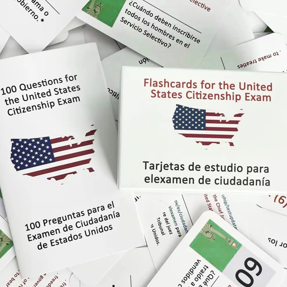Flashcards สําหรับพลเมืองสหรัฐฯ น้ําหนักเบา แบบพกพาสําหรับการเตรียมการทดสอบ