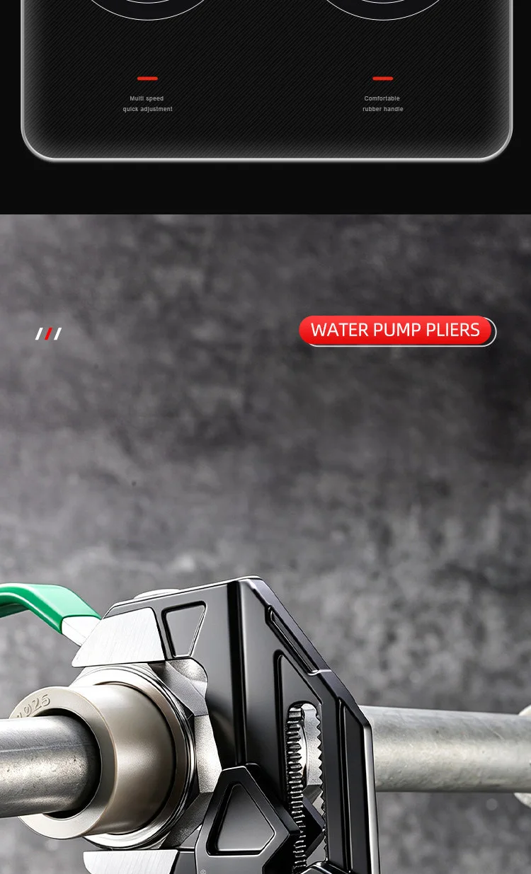 Schnellverstellbare Wasserpumpenzange, Verstellbarer Rohrschlüssel, Selbstverriegelndes Sanitärwerkzeug für Heimwerker, Manuelle Klemmung für Armaturen – Detail 3