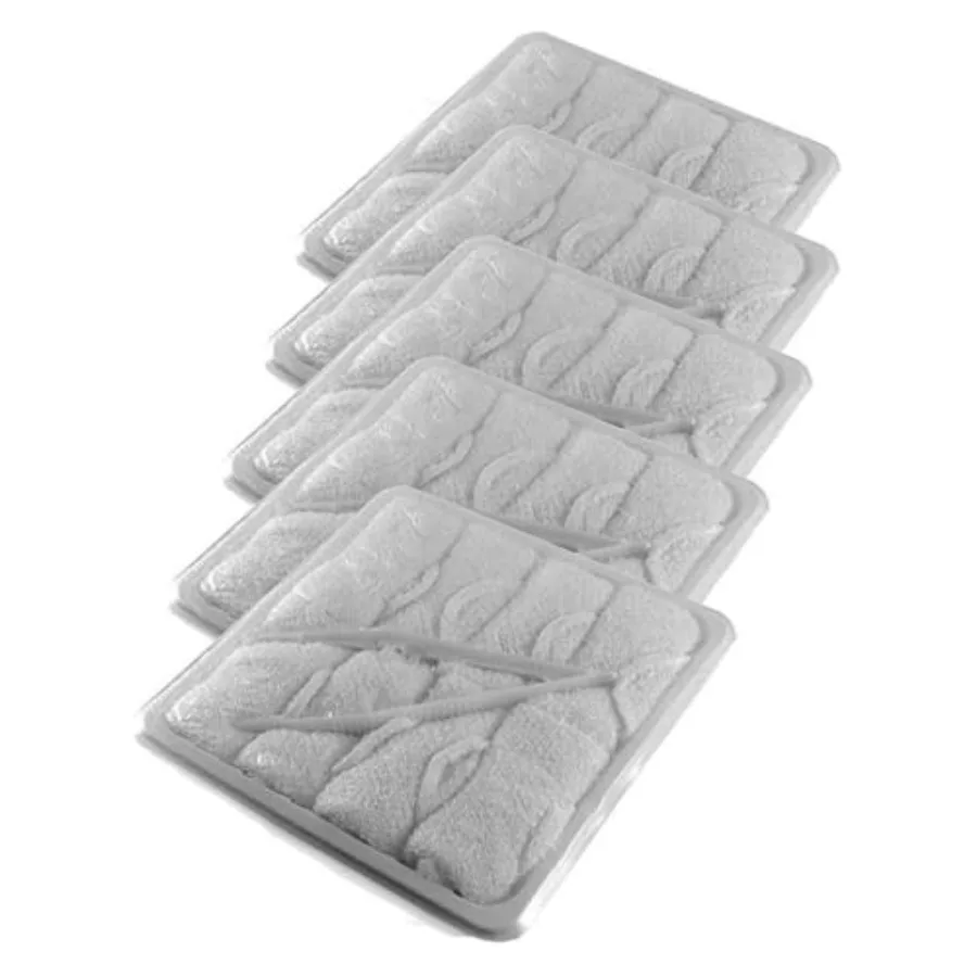 Disposable Hot Towels Lemon Scented Cotton Towelettes, 40 Count 5 Trays Heat or Chill Oshibori Style for Restaurants, Spas, Tra