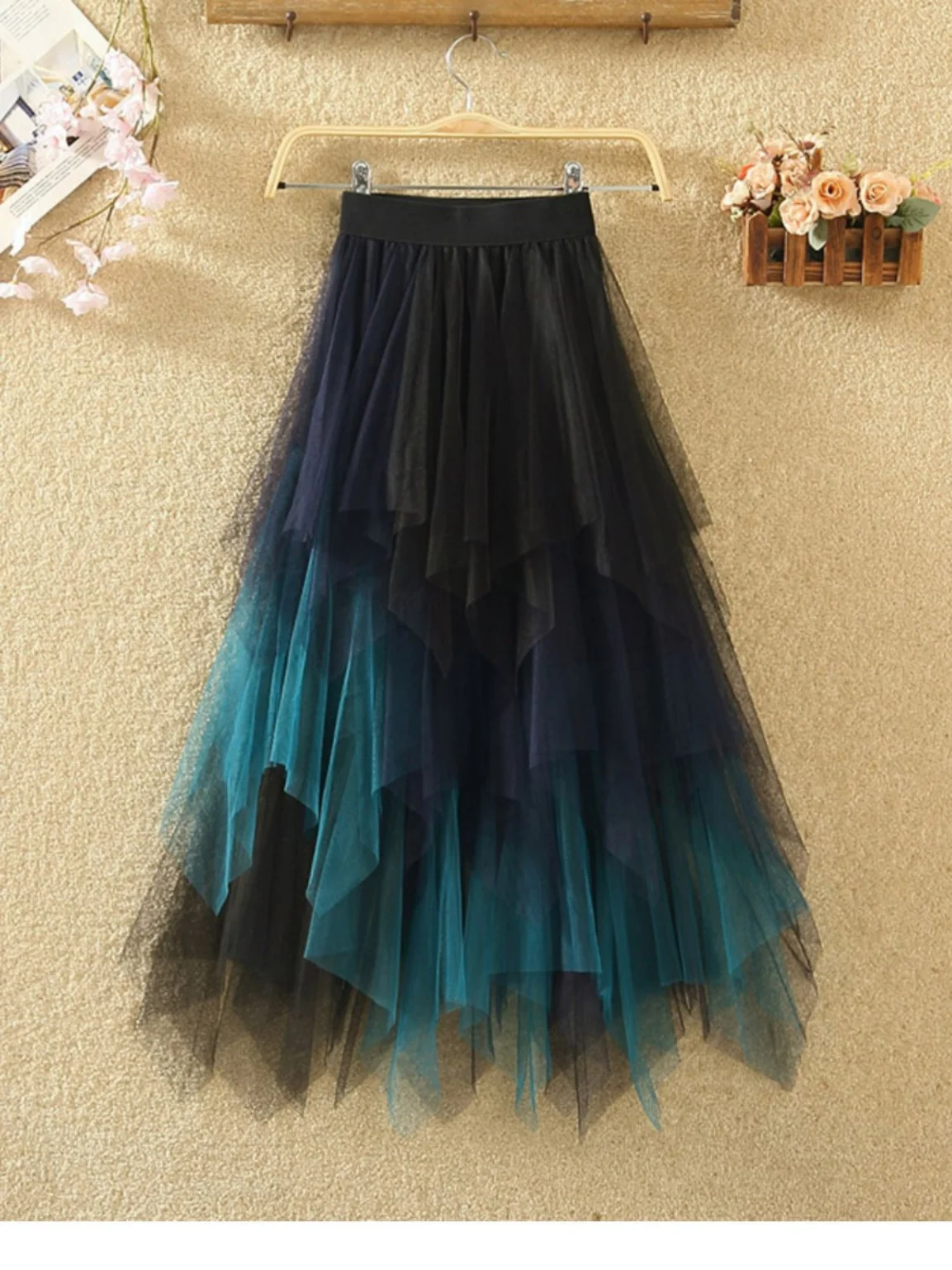 

High Waist Casual adient Color Me Skirt Street Sle Midi Skirt for Women Summer Collection Faionable Transparent Skirts