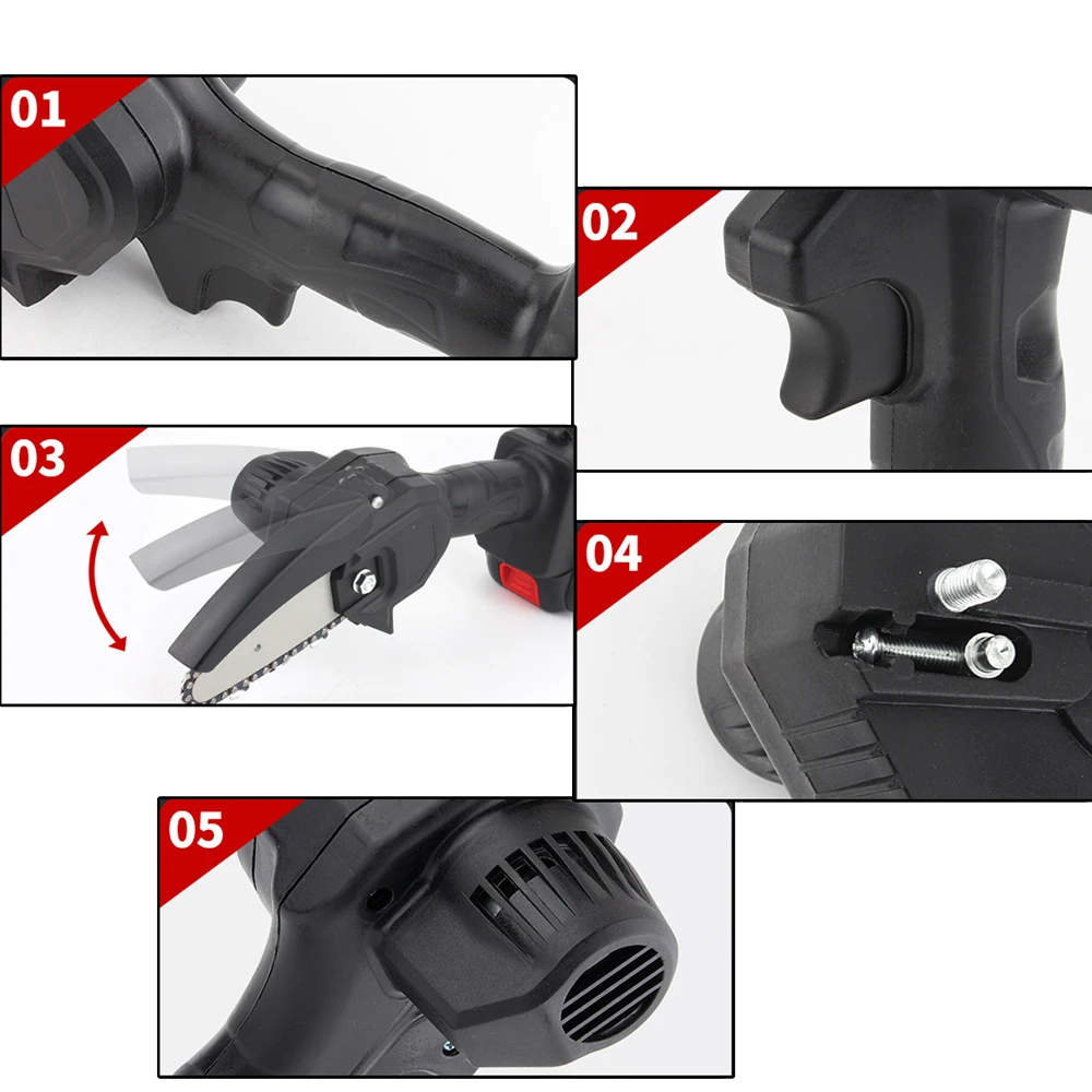 4&6 Inch Mini Electric Pruning Saw Rechargeable Wood Spliting Chainsaw Garden Woodworking Power Tool for Makita 18V Battery