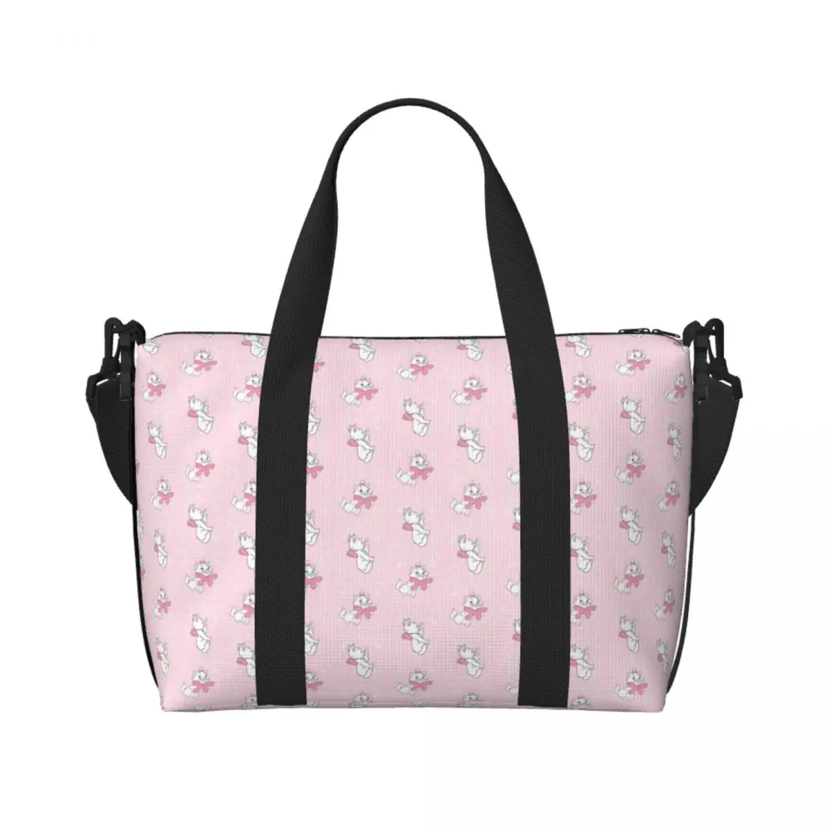 

Custom Cute Cat Maries Kitten Cartoon Beach Tote Bag for Women Cute Animals Big Compartment Gym Beach Travel Bags