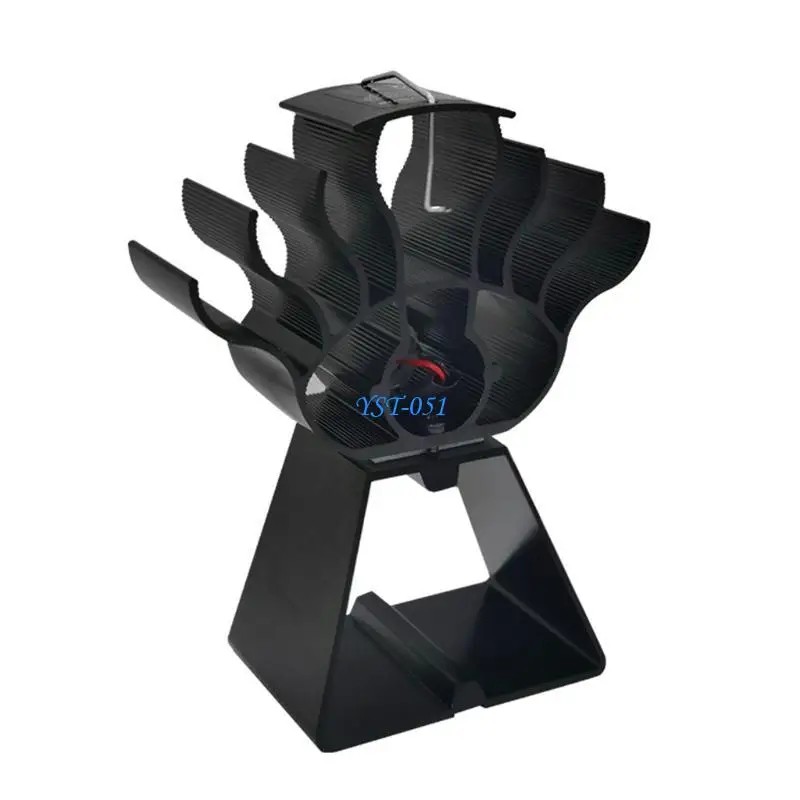 E15A 5-Blade موقد مروحة تعمل بالطاقة الحرارية للخشب فائقة الهدوء مع موقد ميزان الحرارة سجل الخشب للموقد الهادئ وتوفير كفاءة #4