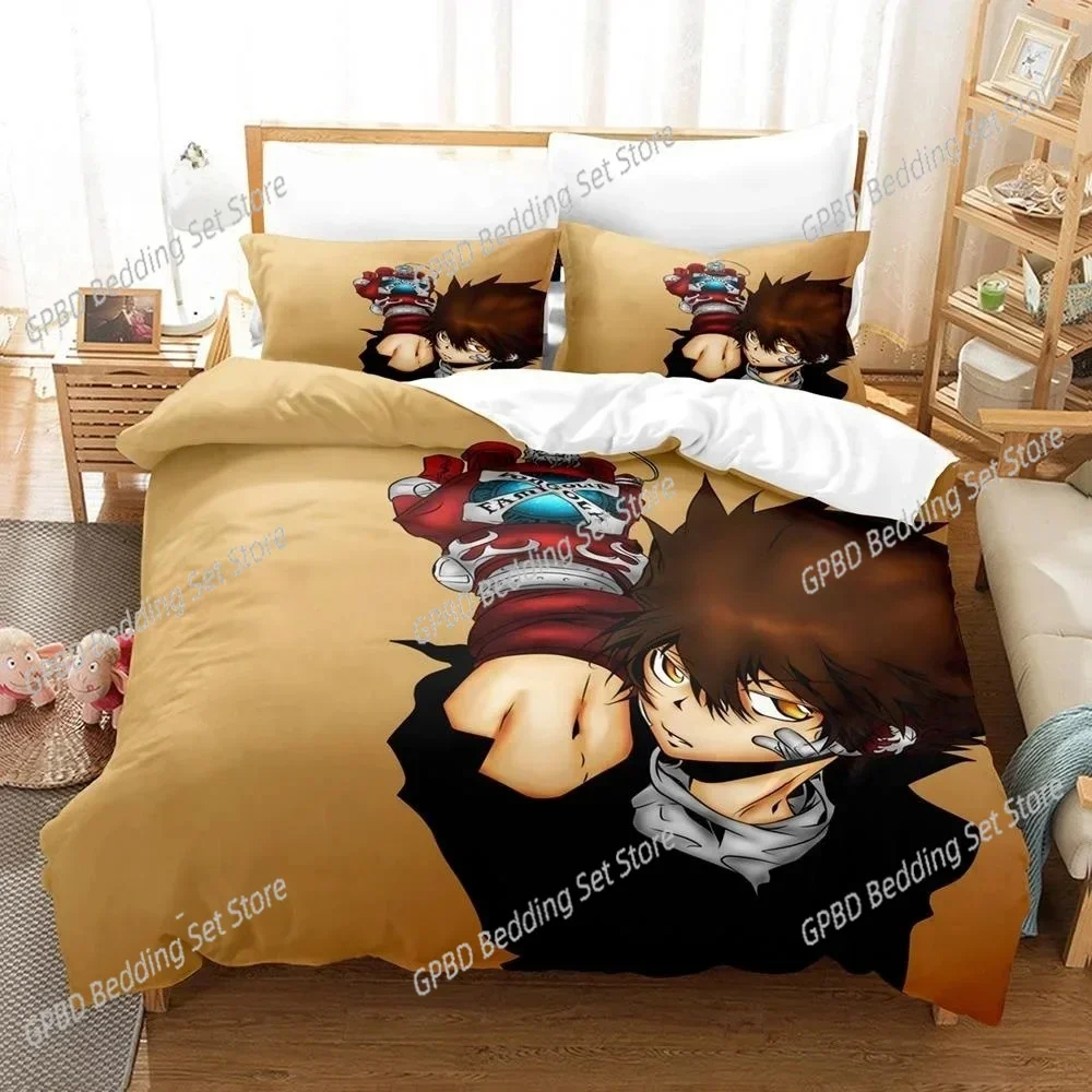 New 3D Anime HITMAN REBORN Comfortable Duvet Quilt Cover Pillowcase Bedding Set Children Bedroom Decoration Home Textile