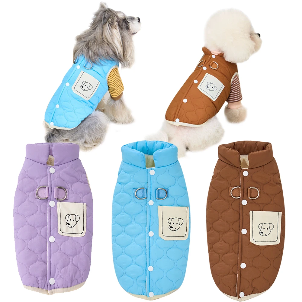 

Windproof Dog Vest with Pocket, Warm Winter Sleeveless Jacket for Small Dogs & Cats, Fleece Lined Wind-Resistant Coat