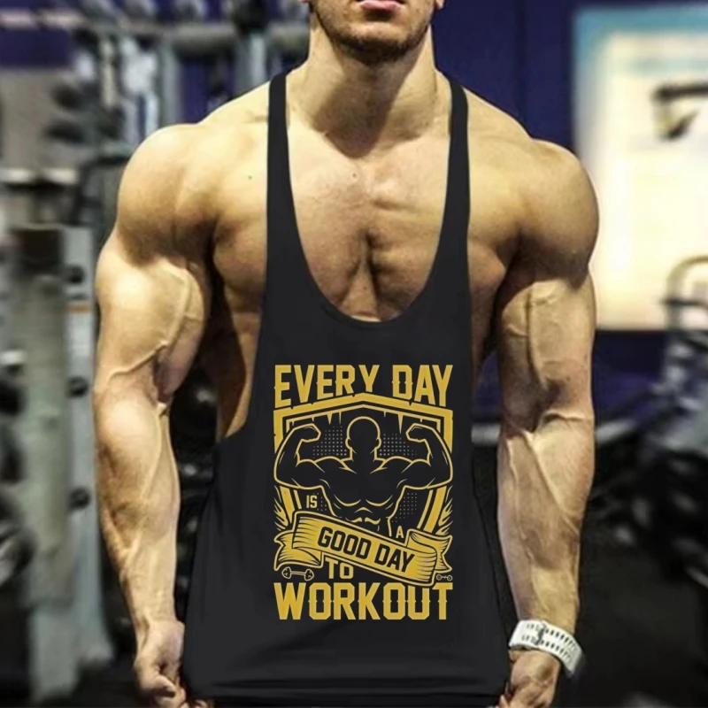 Gym-Goal Men's Gym Stringer Vest, Fitness Thin-Strap Tank Top with Racerback, Breathable Sleeveless for Training Workouts
