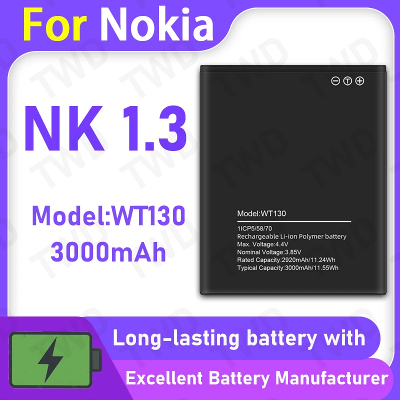 

100% New 3000mAh WT130 Battery For Nokia NK 1.3 Replacement Bateria