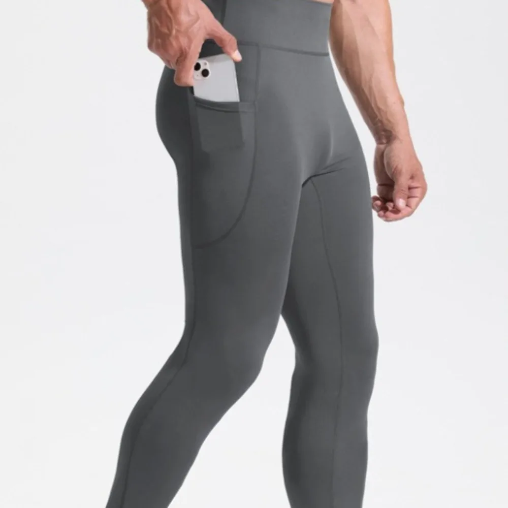 Running Marathon High Elastic Tight-fitting Fitness Compression Pants Men's High Waist Sports Students Yoga Bottom Pants