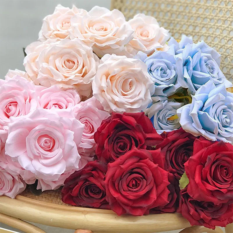 Artificial Rose Flowers Plants Leaves Pink Silk Fake Plants Home Decoration White Autumn Bouquet Roses Flower Office Decor