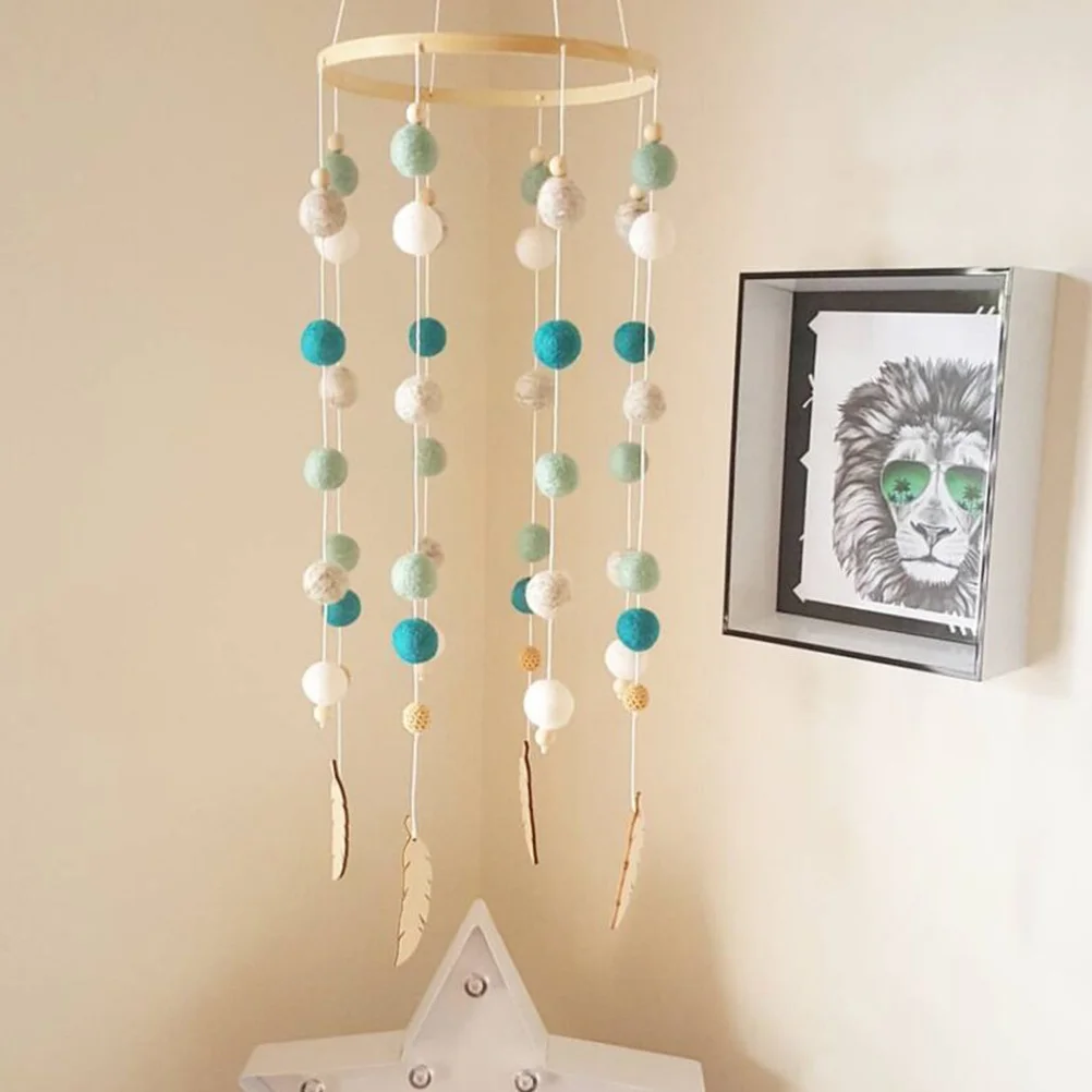 

1Pcs Wind Chime Wall Hanging Hairball String Pendant White Red Purple for Home Living Room Bedroom Bohemian Nordic Style