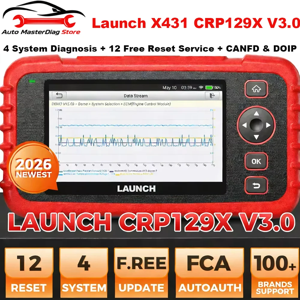 New Launch X431 CRP129X V3.0 Car Scanner 2026 Updated CANFD & DOIP Supported Diagnostic Tools OBDII Scanner Automotive Scanner