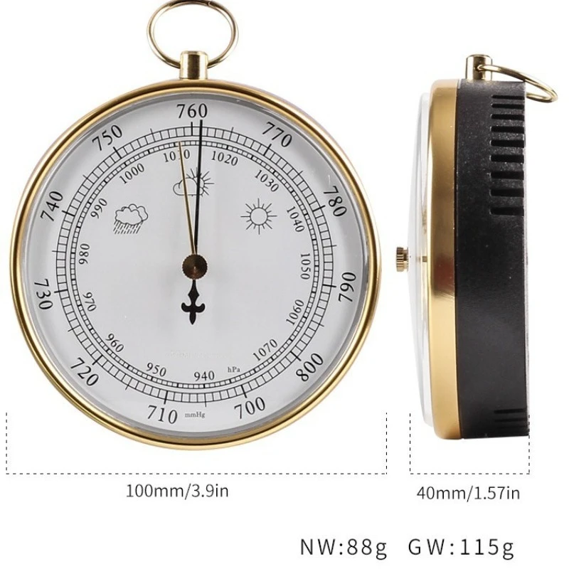 Round 10cm Weather Barometer B9100G Analog Atmospheric Pressure Gauge Wall Hanging for Home Fishing Use