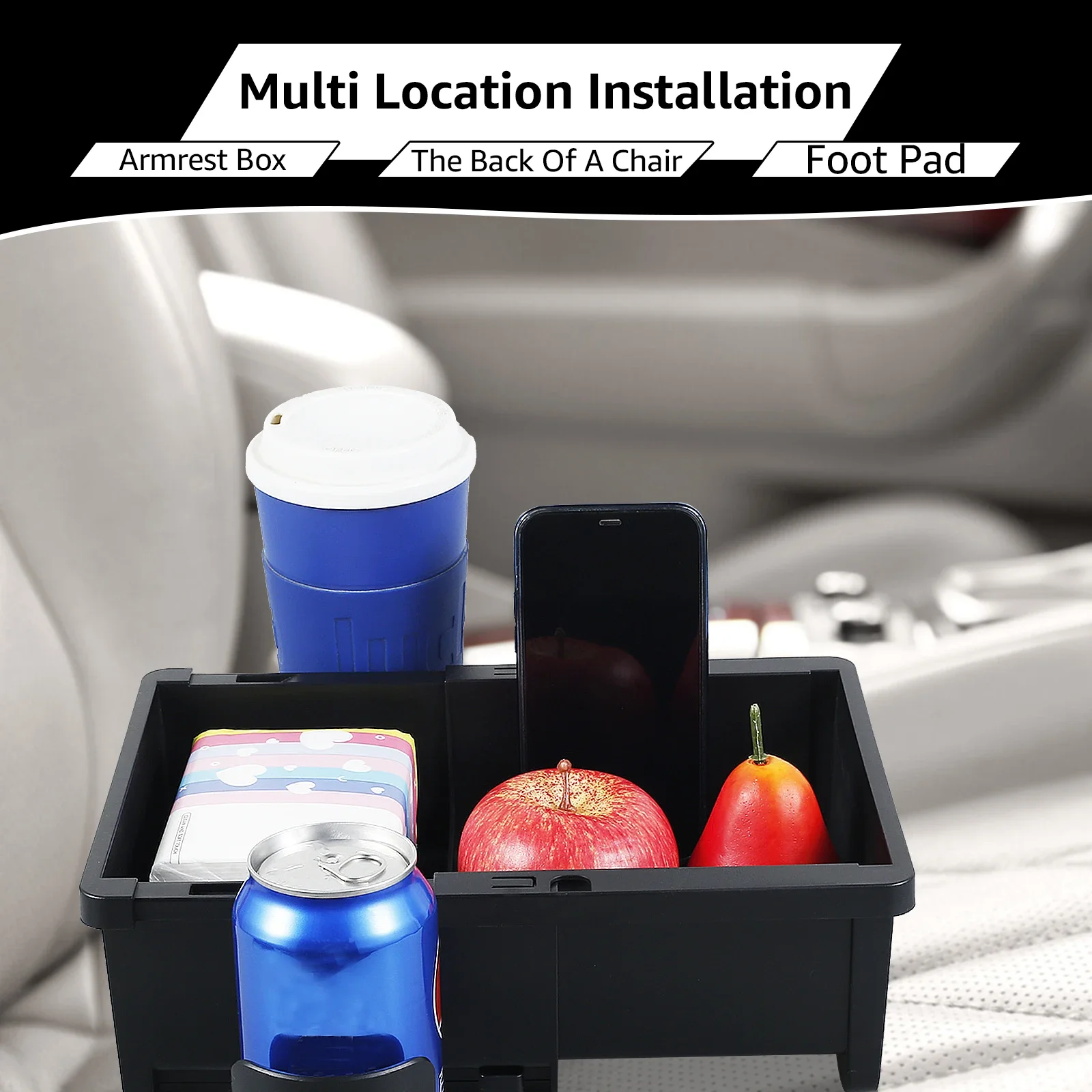 

Car Central Armrest Storage Box Container Holder Tray Adjustable Car Armrest Storage Organizer Foldable Water Cup Holder