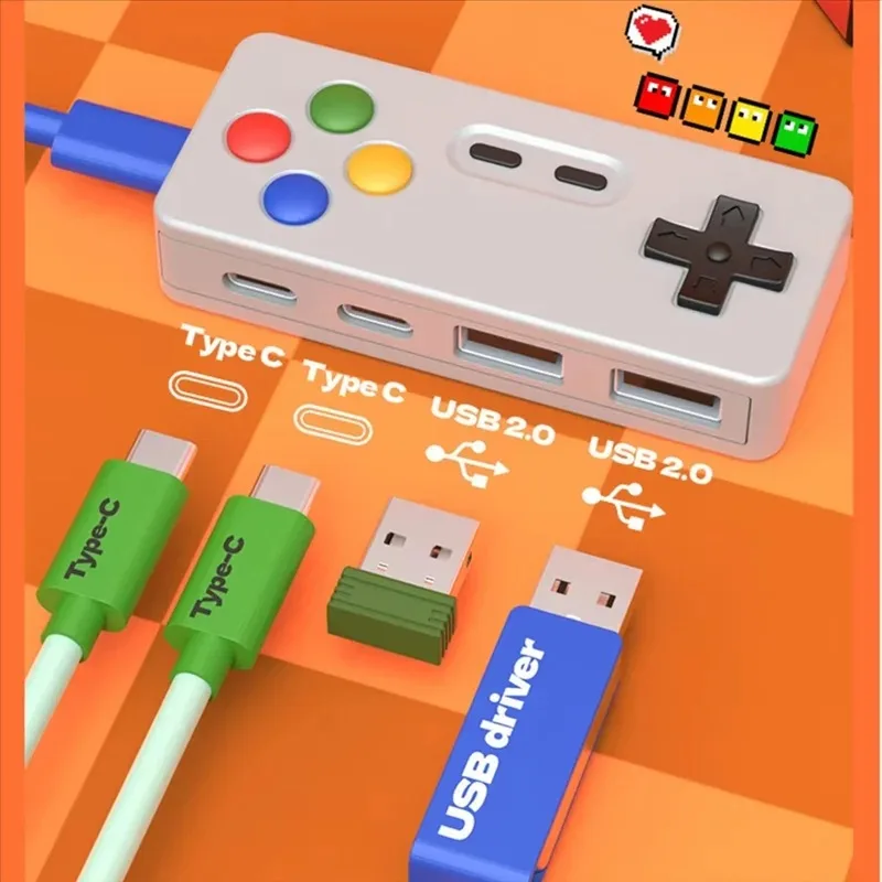 الكمبيوتر USB متعدد المنافذ المتوسع مقبض تصميم محور محول الكمبيوتر المحمول Typec قفص الاتهام التوصيل متعدد ميناء محرك أقراص USB محول لوحة مفاتيح وماوس