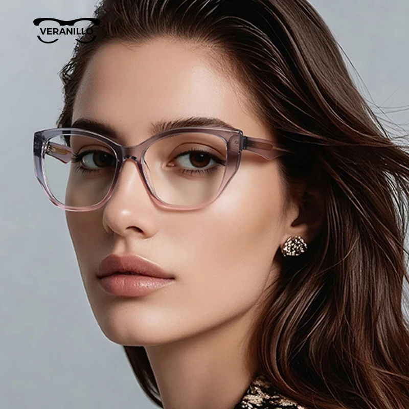 Fashion Versatile Women's Nearsighted Glasses Photochromic Lens Customizable Prescription Blue Light Glasses