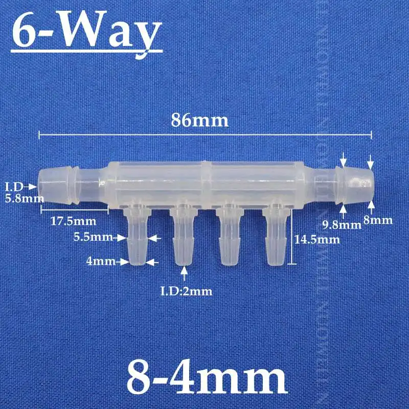 50~1pcs 8-4mm 6~10ways PP Plastic Connectors Micro Irrigation Pipe Splitters Fish Tank Air Pump Aerator Hose Distributors