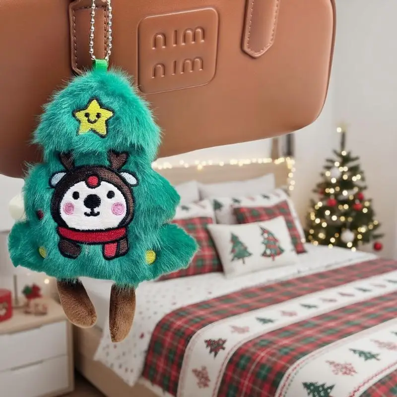 Leuke cartoon pluche kerstboom pop hanger creatieve rugzak hangend ornament decoratief
