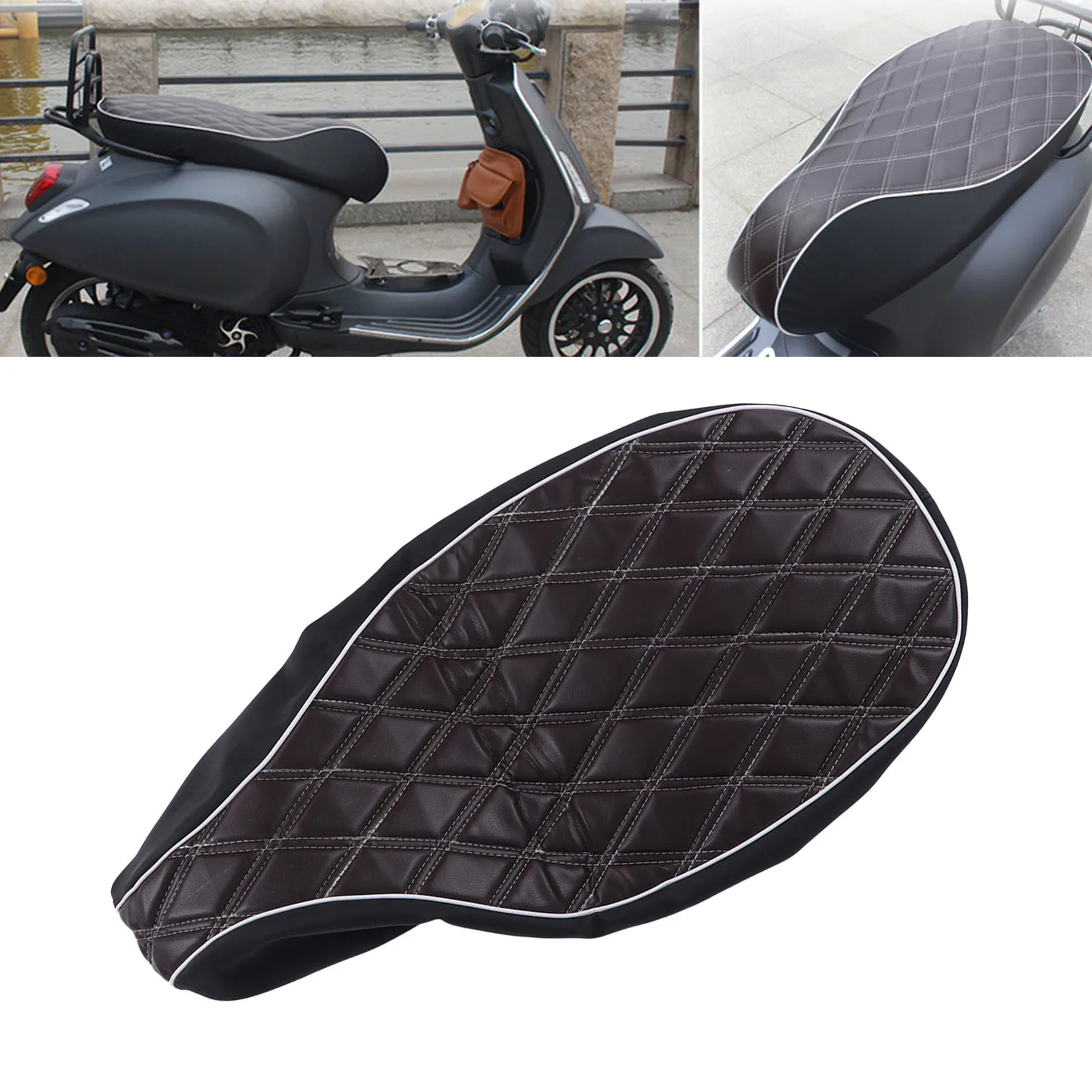 غطاء جلد سرج بديل لفيسبا 125/150 سبرينت فاست Ts Super Vbb Vba Vnb GTR Gl بني #4