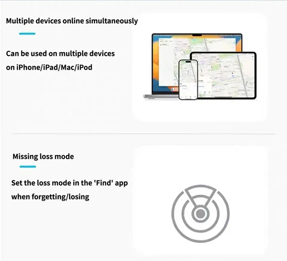 IOS Android Smart Tag GPS Tracker Global Locator Bluetooth Anti-Verlust-Gerät für iPhone Find My Google Gepäck Haustier-Autoschlüsselfinder – Detail 10
