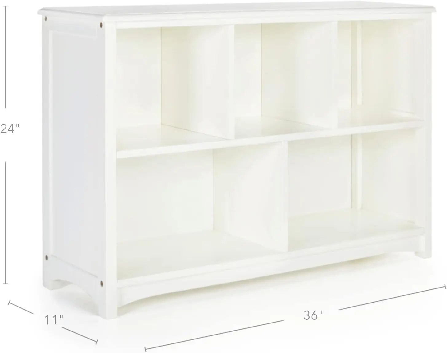 Classic White Bookshelf: Children's 5 Compartment Toy, Bin, Art, Clothes and Book Storage - Wooden Playroom and Bedroom Furnitur