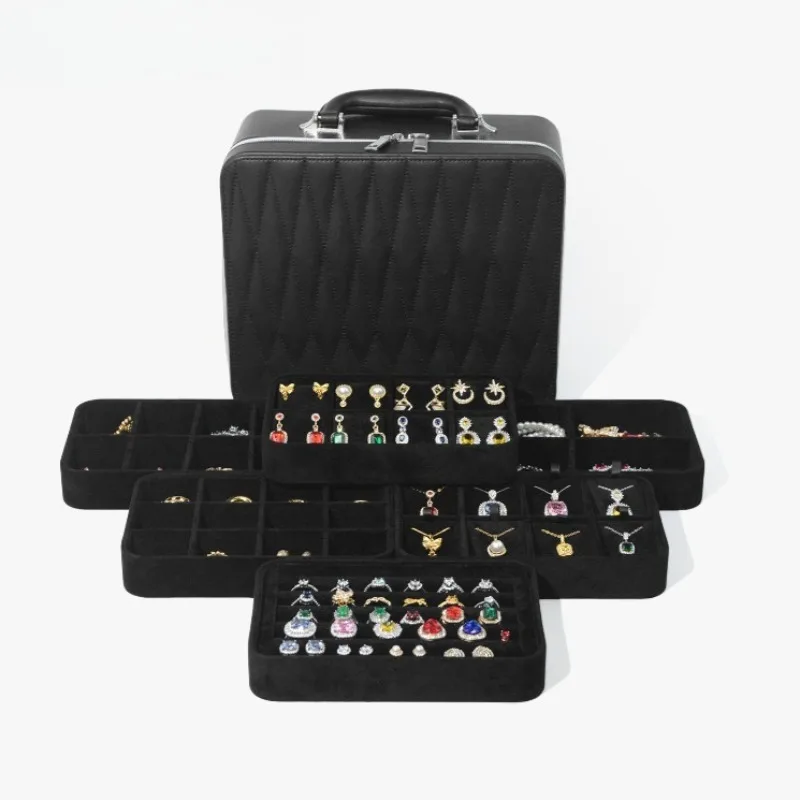 

Multilayer Jewelry Box Rings Earrings Organizer Pallet Large Capacity Necklace Display Tray Jewellery Trinket Storage Boxes