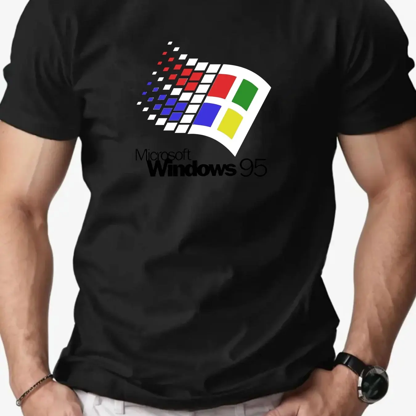 Men'S Vintage Windows 95 Graphic T-Shirt Retro Tech Tee with Classic Icons Dark Grey Casual Shirt Men Clothing Comfortable