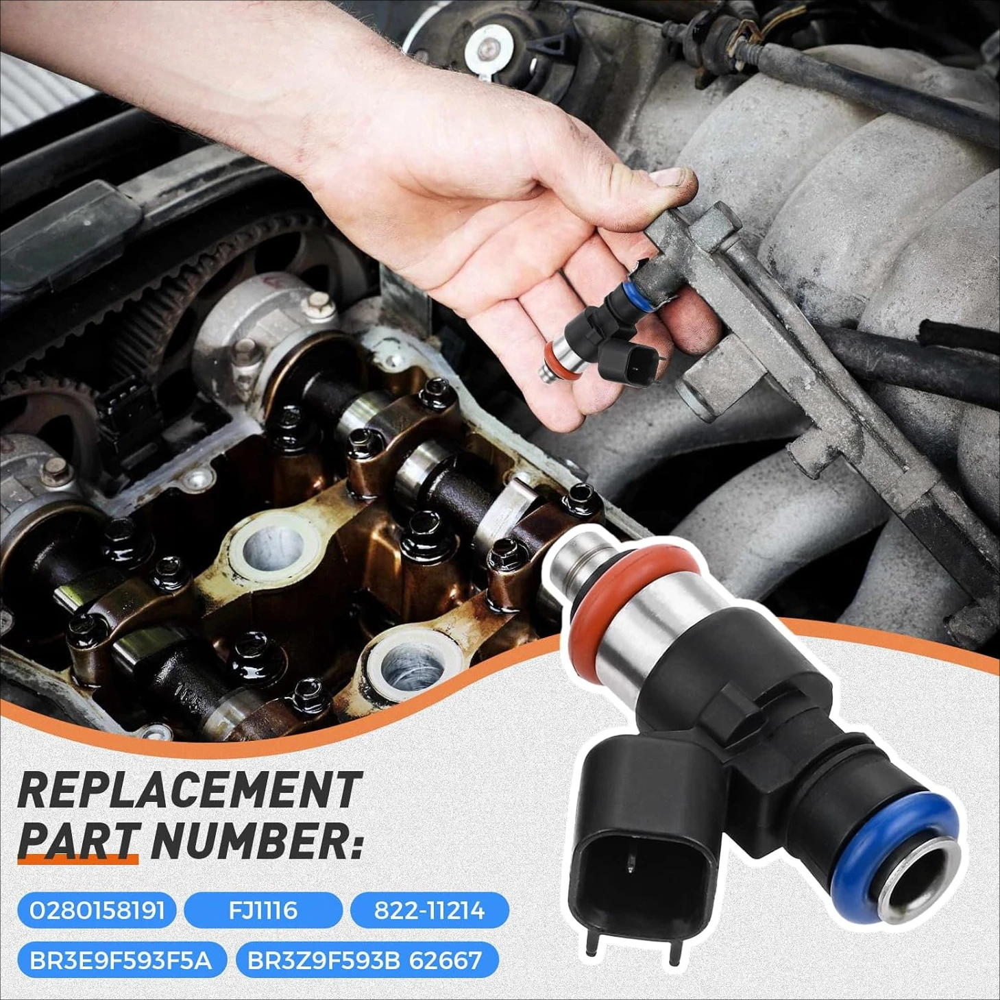 6Pcs Car Fuel Injectors 0280158191 for Ford Edge Explorer F150 Flex Mustang Taurus Lincoln MKS MKT MKX MKZ 62677 FJ1116 82211214