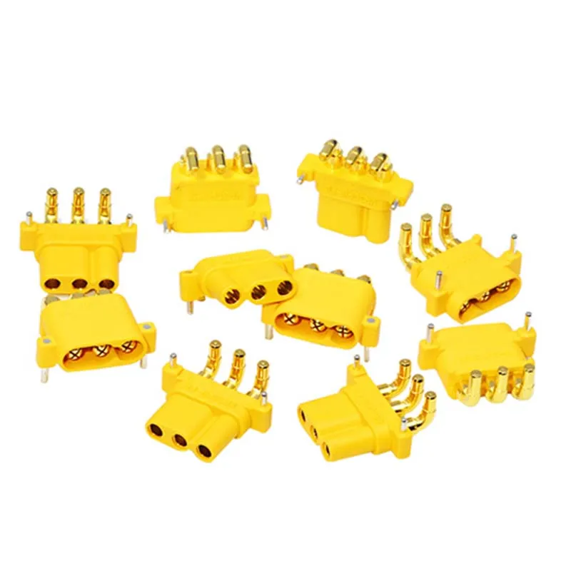 5PCS Amass MR30PW‑M/F PCB Horizontal 3‑Pin Right‑Angle Bent Pin Connector, Special‑Use 3‑Hole Male Female Plug For RC Motor ESC