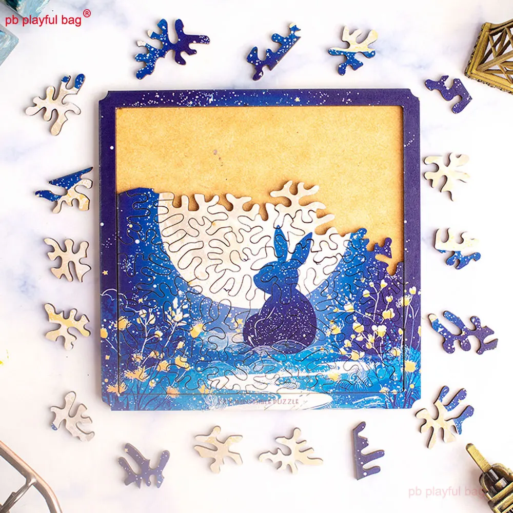 Cartoon Animal Jigsaw Puzzle Good Night Rabbit Arts High Difficulty Kids Toys Wooden Puzzle Christmas Gift Home Decoration UG382