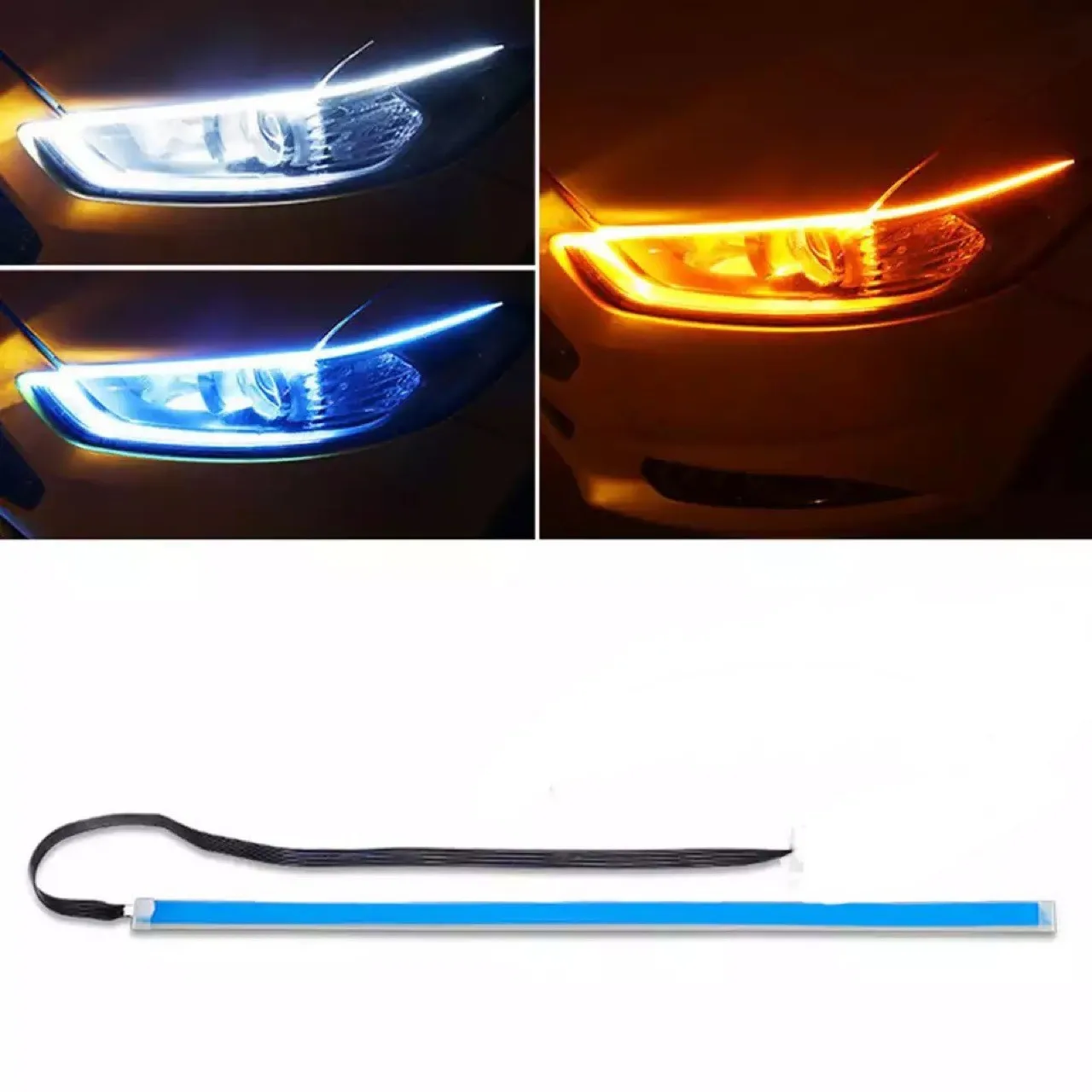 

LED DRL Car Daytime Running Light Flexible Waterproof Strip Auto Headlights White Turn Signal Brake Flow Lights 12V